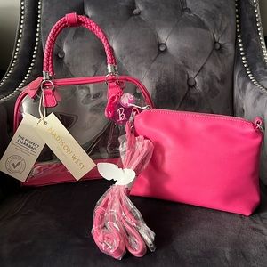Madison West ‘The Perfect Clear Bag’ Hot Pink & Clear with removable crossbody